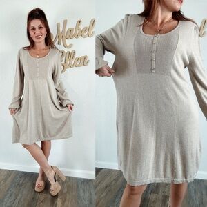 EAST Elegant Long Sleeve knit Beige sweater Dress size 16
